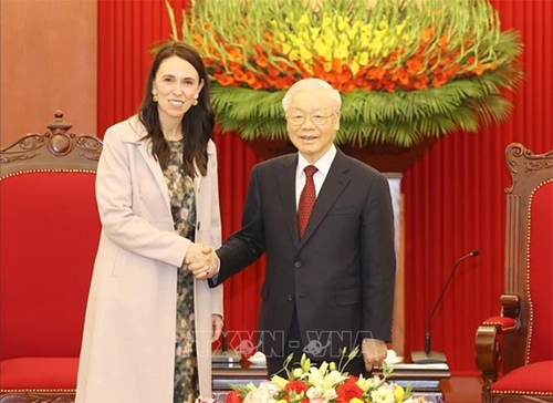 Tổng Bí thư Nguyễn Phú Trọng tiếp Thủ tướng New Zealand Jacinda Ardern
